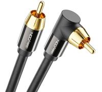 deleyCON 2 m Subwoofer Cable - Angled Plug - RCA Coaxial Cable - for Subwoofers, AV Receivers, HiFi Amplifiers, HiFi Systems, Soundbars, Active Speakers - Nylon Black