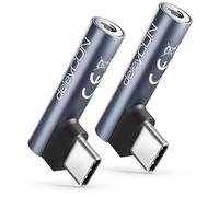 deleyCON 2 x USB C to Jack 3.5 mm Audio Adapter for Headphones/Music/Calling/Microphone - Mobile Phone, Smartphone, Tablet, Headset, Speaker - for iPhone 17 16 15, iPad, Galaxy S25 S24 A16 A56