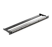 deleyCON 24 Port Patch Panel Set Patch Field Modular 0.5HU 10-Inch Rack Mounting + 24x Keystone Module CAT6a Compatible CAT5 CAT6 CAT7 LAN Network Installation Cable