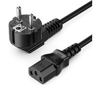 deleyCON 2m Protective Contact Power Cable F-Type Plug (CEE 7/4) Angled 90° to Power Connector C13 Female Connector PC Monitor Computer Monitor Printer Beamer - Black