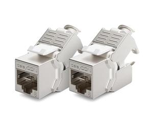 deleyCON 2x CAT 8 Keystone Jack Module Patch Cable Network Cable Optimal for CAT8 CAT7 CAT7a Installation Cable Connector STP Shielding RJ45 Jack Network Patch Panel Keystone Holder Extension