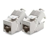 deleyCON 2x CAT6a Keystone Jack Module Patch Cable Network Cable Connector STP Shielded RJ45 Connector Network Socket Patch Panel Keystone Mounting Extension