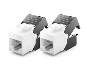 deleyCON 2x CAT6a Keystone Jack RJ45 Module - RJ45 Socket to LSA Plastic Snap-in Assembly CAT Raw Cable 500Mhz 10GBit/s