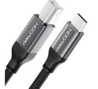 deleyCON 3.0 m USB C Printer Cable (for Printer, Scanner, MIDI) USB-C to USB-B Cable Braided + Metal Connector for Epson HP Samsung Canon Brother iPhone 16 15 Notebook Tablet PC MacBook