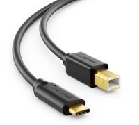 deleyCON 3.0m (9.84 ft.) USB 2.0 Cable - Plug Type 3.1 - USB C to USB B - Data Cable for e.g. Computer Printer External Hard Drive - Black