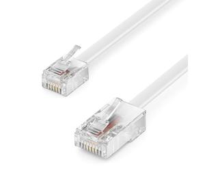 deleyCON 30 m Telephone Cable RJ11 to RJ45 Modular Cable 99% Copper AWG 28 Flat Cable RJ11 Male to RJ45 Network Plug Telephone Socket Modem Router Fax ISDN DSL VDSL Internet White