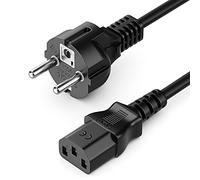 deleyCON 3m Power Cable Electrical Cord Plug with Protective Contact Type F (CEE 7/4) to Cold Appliance Socket C13 Female PC Computer Monitor Printer Beamer - Black