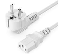 deleyCON 3m Protective Contact Power Cable F Type (CEE 7/4) Angled 90° to Power Connector C13 Female Connector PC Monitor Computer Monitor Printer Beamer - White