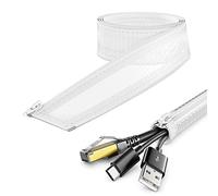 deleyCON 4.92ft. Cable Conduit with zip Closure 0.59" Inch Diameter Cable Management Cable Channel Cable Protection Robust Nylon Cable Sheath Home Office Desk White