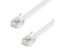 deleyCON 40m White Telephone Cable RJ11 to RJ11 Male Flat 6P4C 99% Copper AWG 28 Modular Cable for Telephone Socket, Fax, Modem, Router, DSL, VDSL, ISDN, Internet