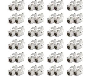 deleyCON 48x CAT 7 Keystone Jack Module - Optimal for CAT7/CAT6/CAT6a Installation Cables, Connection Cables, Patch Cables, Network Cables - STP Shielding - RJ45 Bus - 1000 MHz, 10 Gbit/s - LSA Clamp