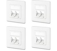 deleyCON 4x 2 Port LAN Junction Box Data Socket Flush-Mounted Socket for Keystone Module 45° Angled Outlet for Keystone Modules with e.g. RJ45 Coaxial F-Connector RJ-11 RCA Jack Toslink PS2