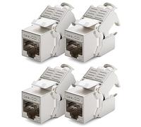 deleyCON 4x CAT 7 Keystone Jack Module Ideal for CAT7 CAT6 CAT6a Installation Cable Connector Patch Cable Network Cable STP Shielding RJ45 Socket 1000 MHz 10 Gbit/s Insulation Terminal (LSA)
