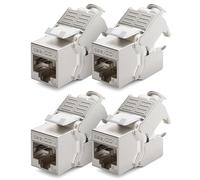 deleyCON 4x CAT6a Keystone Jack Module Patch Cable Network Cable Connector STP Shielded RJ45 Connector Network Socket Patch Panel Keystone Mounting Extension
