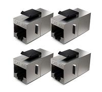 deleyCON 4x CAT6a Keystone Module Patch Cable Clutch Interconnects Shielded 2x RJ45 Socket Network Patch Panel Keystone Bracket Extension