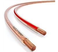 deleyCON 50 m Speaker Cable - 2 x 1.5 mm Pure Copper OFC Audio Cable for HiFi & Surround Speakers - Polarity Marked, Transparent