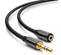 deleyCON 5m Stereo Audio Jack Extension Cable - 3.5mm Jack Female to 3.5mm Jack Plug - AUX Cable Metal Connector - Black