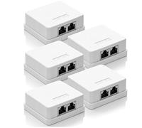 deleyCON 5x CAT 6a Network Socket 2x RJ45 Socket FTP Shielded Surface-Mounted 10Gbit Ethernet LAN Patch Cable - White