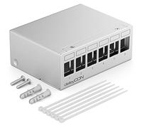deleyCON 6-Port Patch Panel Enclosure 1HE for 0.59" x 0.67" Inch (14.9mm x 17mm) Keystone Modules with RJ45, Coaxial, BNC, F-Connector, Antenna, RJ11, Cinch Jack, USB, Toslink, PS2, HDMI - Grey