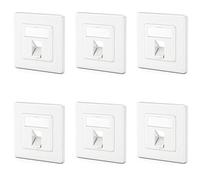 deleyCON 6x 1 Port LAN Junction Box Data Socket Flush-Mounted Socket for Keystone Module 45° Angled Outlet for Keystone Modules with e.g. RJ45 Coaxial F-Connector RJ-11 RCA Jack Toslink PS2