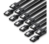 deleyCON 6x 50cm (1.64 ft.) SATA 3 Cable in Set SATA III Data Cable - HDD SSD Connection Cable Metal Clip 6 GBit/s - 2 Straight L-Type Connectors - Black
