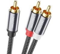deleyCON 7.5 m RCA Cable Subwoofer Audio Cable Nylon Cable RCA Male Mono to Stereo OFC Copper Double Shielded Gold-Plated Coaxial Cable for HiFi Receiver Mixing Console DJ Speaker Home Cinema Black