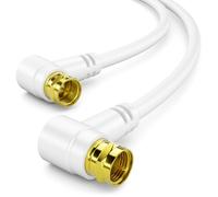 deleyCON 7.5 m SAT TV Antenna Cable Angled Coaxial Cable F-Connector HDTV | Triple shielding, angle to angle, DVB-S, DVB-S2, radio DAB, DVB-T2 - white