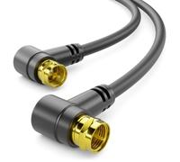 deleyCON 7.5 m SAT TV Antenna Cable Angled Coaxial Cable F-Connector HDTV | Triple shielding, angle to angle, DVB-S, DVB-S2, radio DAB, DVB-T2 - black