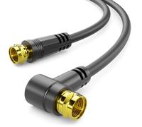 deleyCON 7.5 m SAT TV Antenna Cable Angled Coaxial Cable F-Connector HDTV | Triple shielding, angle to straight, DVB-S, DVB-S2, radio DAB, DVB-T2 - black