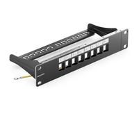 deleyCON 8 Port Patch Panel Modular for Keystone Module 1 U 10 Inch Rack Installation Compatible CAT5 CAT6 CAT7 CAT8 LAN Network Installation Cable Black