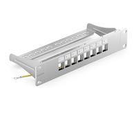 deleyCON 8 Port Patch Panel Modular for Keystone Module 1 U 10 Inch Rack Installation Compatible CAT5 CAT6 CAT7 CAT8 LAN Network Installation Cable Grey