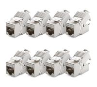 deleyCON 8x CAT 7 Keystone Jack Module Optimal for CAT7 CAT6 CAT6a Installation Cable Connector Patch Cable Network Cable STP Shielding RJ45 Socket 1000 MHz 10 Gbit/s Insulation Terminal (LSA)