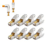deleyCON 8x CAT 8 Network Connector 90° Angle Connector RJ45 Tool-Free Shielded 40Gbit/s Network Connector for Raw Cable Installation Cable Plug Connector RJ45 Ethernet LAN DSL Patch Cable