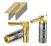 deleyCON Banana Plug Set 90° Angled Gold-Plated Screw for Speaker Cable Box Cable 0.75 mm - 4.5 mm & e.g. HiFi Home Cinema Receiver Pack of 20