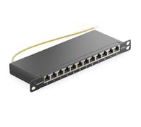 deleyCON, Cat 6 0.5U Patch Panel Mini, 12-Port, Screened, TIA568A/B, Metal, Black, Rack Mount for Desktop/Server