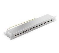 deleyCON CAT6 Network Panel 24-Port Desktop 19-Inch Rack Integration Server Mounting Shielded 24x RJ45 Ports TIA568A TIA568B - Lihgt Gray