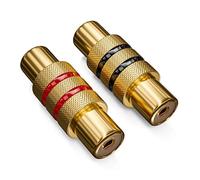 deleyCON Cinch Coupler SET Audio Video Adapter Cinch Socket to Cinch Socket 2x RCA Socket Connector Gold Plated Metal