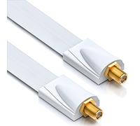 DeleyCON Coaxial Cable Adapter, 26cm (17cm Flexible), F Connector, White, For Satellite Receiver, Set-Top Box, Antenna, Window & Door Feed-Through