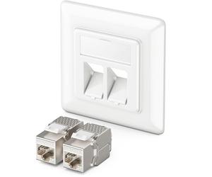 deleyCON Keystone Network Data Socket Flush-Mounting 2x CAT 6a Keystone Jack Modules RJ45 Socket Network Installation Cables Fully Shielded Uni White