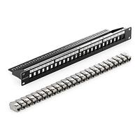 deleyCON Patchpanel Set Modular 1U (19 inch) rack installation and 24x Keystone Module CAT6a Compatible CAT5, CAT6, CAT7 and LAN network installation cable 24 Port Black