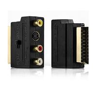 deleyCON SCART to 3 x RCA Sockets IN/OUT Switch + S-Video/SVHS AV audio video adapter cable [Gold-Plated Contacts]