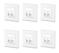 delEYCON Wall Plate, MK5680, 2 Port Junction Box for Keystone Modules, 6 Pieces, RJ45, Coaxial, BNC, F-Connector, RJ-11, RCA, Toslink, PS2, White