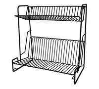 Delfinware 2 Tier Plate Rack, Black