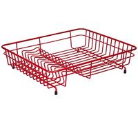 Delfinware Plastic Coated Medium Flat Rectangular Dish Sink Drainer in Red 2011RD