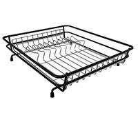 Delfinware Dish Drainer with Rubber Feet, Black/Chrome, 36.5 x 32.5 x 9 cm