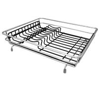 Delfinware Dish Drainer with Rubber Feet, Chrome/Black, 36.5 x 32.5 x 9 cm