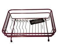 Delfinware Harmony Red and Stainless Steel Dish Drainer (31.8 x 25 x 9.5cm - Compact)