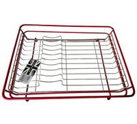 Delfinware Harmony Red and Stainless Steel Dish Drainer (42.3 x 32.5 x 9cm - Large)