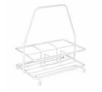 Delfinware Milk Bottle Carrier - 6 Bottle Holder, 27.5cm Plastic Coated Steel with Handle & Rubber Feet - Made in UK (White, 6 Bottle)