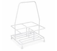 Delfinware Milk Bottle Carrier - British Bottle Holder, Plastic Coated Steel with Handle & Rubber Feet - Made in UK (White, 4 Bottle)